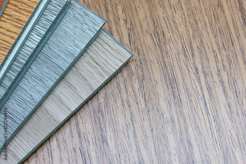 Examples of ready-made vinyl flooring for interior work.