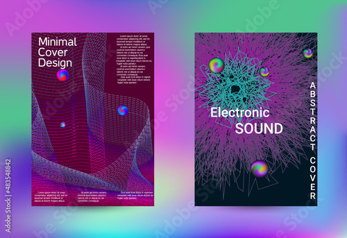 Minimum coverage of a vector. Cover design. Set of modern abstract musical backgrounds. Sound flyer for creating a fashionable cover, banner, poster, booklet...