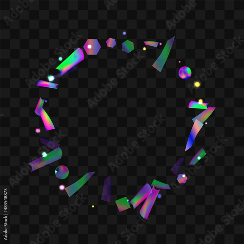 Hologram Confetti. Great design for any purposes. Banner template. Blur background. Blurred concept. Colorful space background. Holiday, birthday.