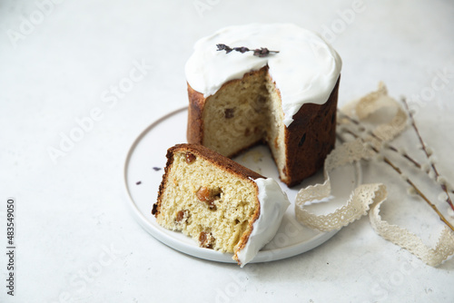 Traditional homemade panettone or kulich bread