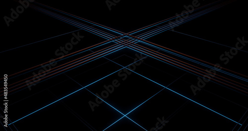 Render with blue grid in isometry
