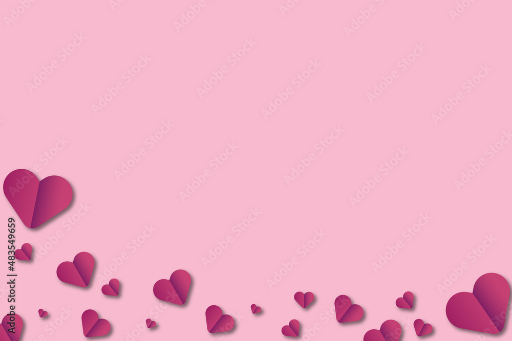 3d paper shape love background design for valentine on pink background 