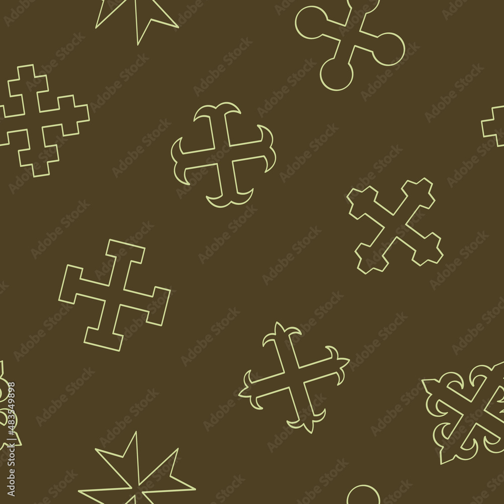 Seamless pattern with Medieval heraldic crosses for your project Seamless pattern with Medieval heraldic crosses for your project