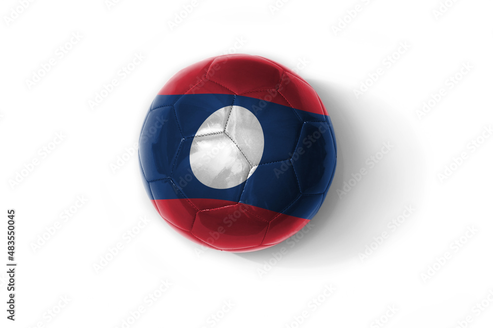 realistic football ball with colorfull national flag of laos on the white background.