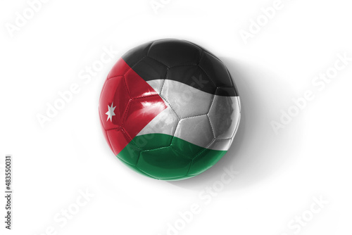 realistic football ball with colorfull national flag of jordan on the white background.