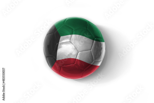 realistic football ball with colorfull national flag of kuwait on the white background.