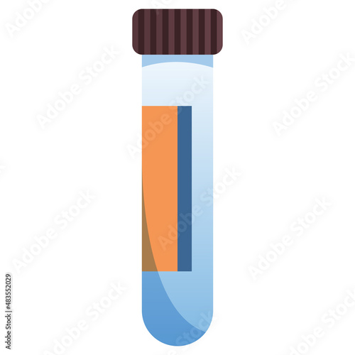Flat illustration of test tube for labaratory analysis. Medical equipment and pharmacy.