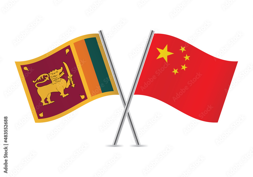 Sri Lanka and China flags. Sri Lanka and Chinese flags, isolated on white background. Lion flag. Sinha Flag. Vector icon set. Vector illustration. Sri Lanka and China flags. Sri Lanka and Chinese flags, isolated on white background. Lion flag. Sinha Flag. Vector icon set. Vector illustration.