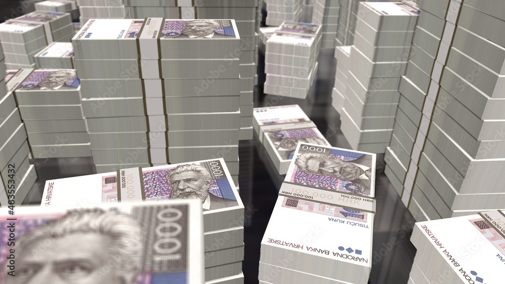Croatia Kuna money banknotes pack 3d illustration Croatia Kuna money banknotes pack 3d illustration