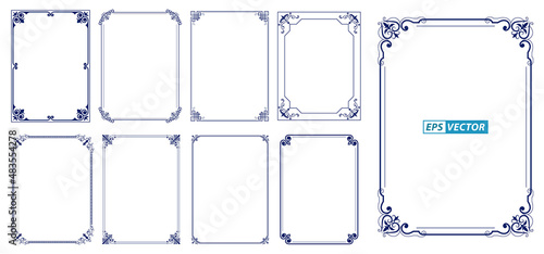 set of vintage decorative frames or vintage rectangle ornaments or calligraph frame retro style or decorative border concept. eps vector