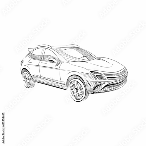 Car concept.Car sketch.Vector hand drawn. Autodesign. Automobile drawing.