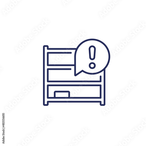 empty inventory or shelves line icon