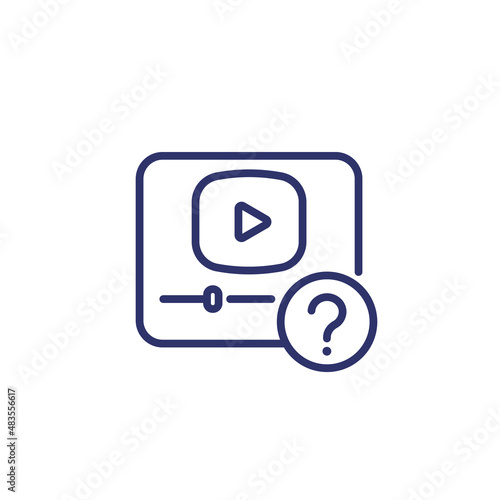 explainer video line icon on white
