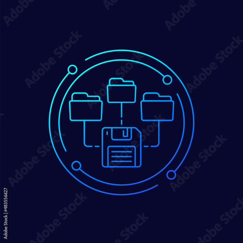 folders for backup line vector icon
