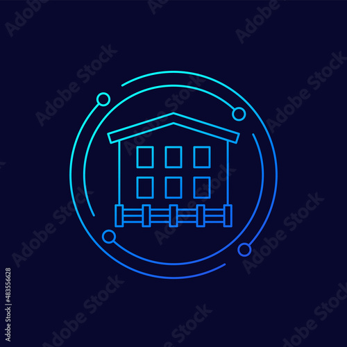 guesthouse, small hotel line vector icon