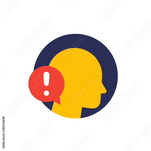 neck pain icon, flat vector