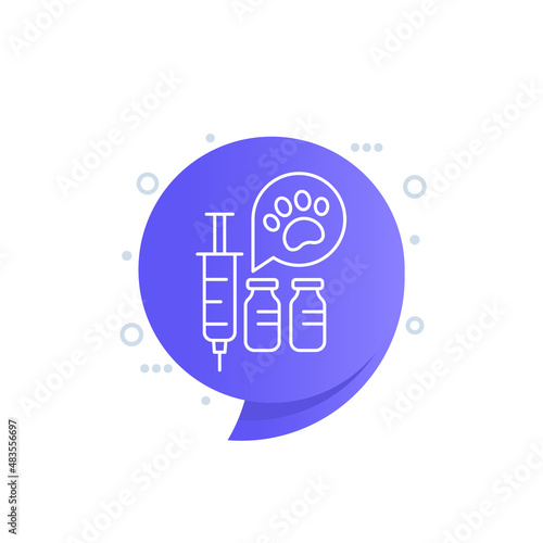 vaccination, vaccine for pets line vector icon