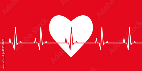 Electrocardiogram or ECG concept with heartbeat and heart rate wave line