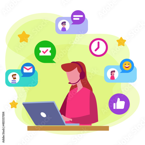 Customer service agent helping customers with Omnichannel CRM. Digital contact center for customer care and support for customer relationship management.