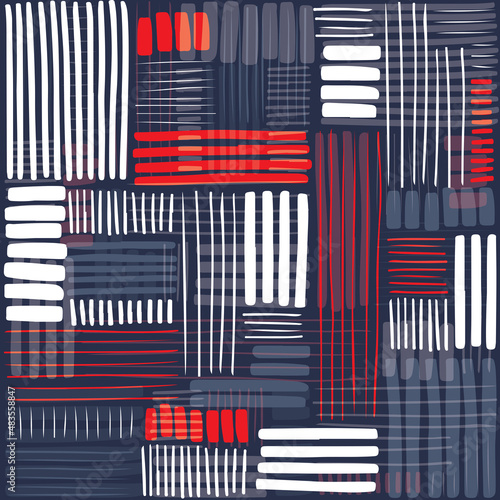 Vector line seamless print. Organic stripe. brush strokes vertical and horizontal background. Geometric folk pattern.Design for fashion , fabric, textile, wallpaper, 