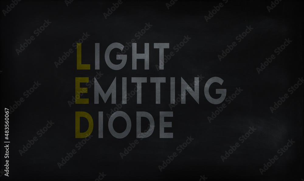LIGHT EMITTING DIODE (LED) on chalk board LIGHT EMITTING DIODE (LED) on chalk board