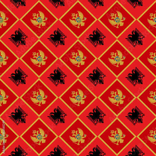 seamless pattern of montenegro and albania flags. vector illustration