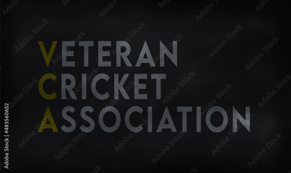 VETERAN CRICKET ASSOCIATION (VCA) on chalk board VETERAN CRICKET ASSOCIATION (VCA) on chalk board