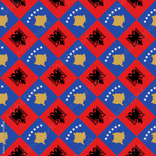 seamless pattern of kosovo and albania flags. vector illustration