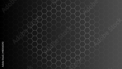 Seamless hexagonal abstract gradient dark background shape. Vector stock illustration.