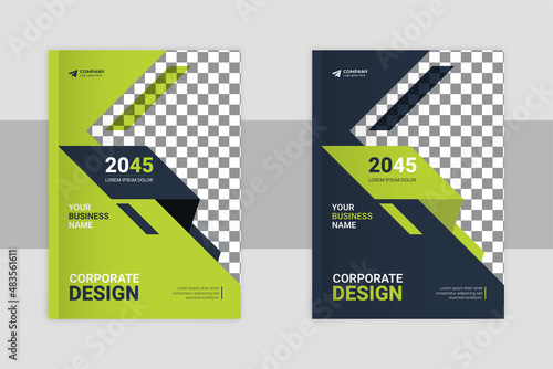 Business Leaflet Brochure Flyer Corporate book cover Template, Business presentation vector A4 vertical orientation front page mock up.