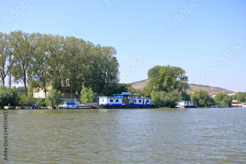 Mahmudia in Danube Delta view from the river during a sunny day