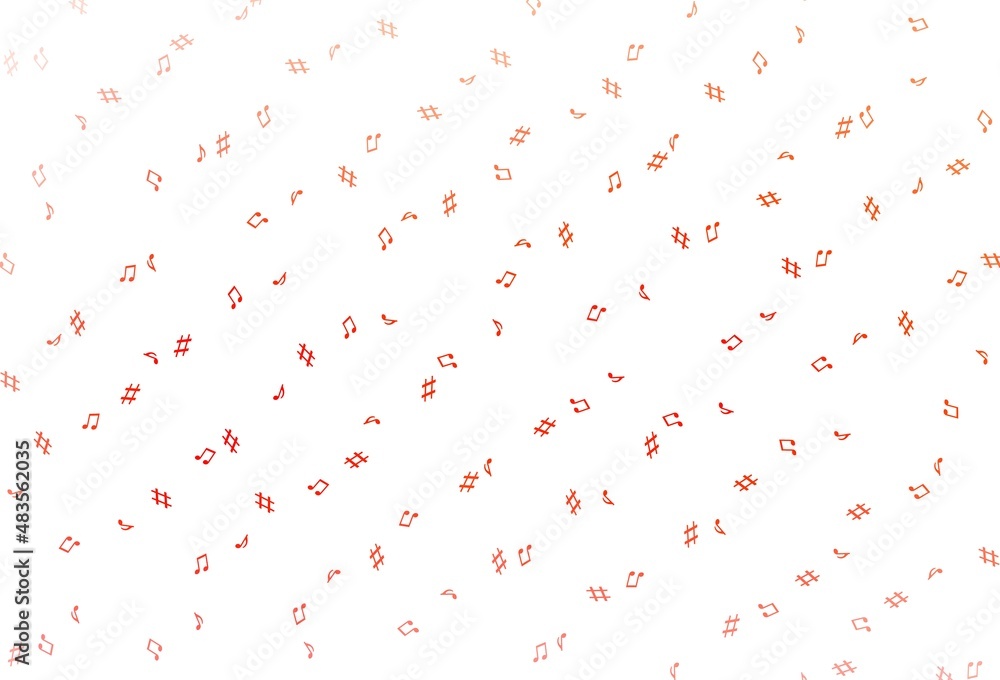 Fototapeta premium Light Red vector background with music symbols.