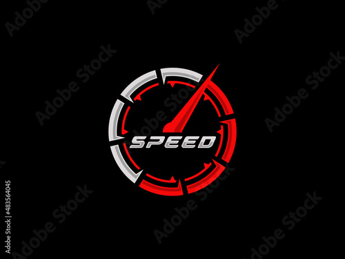 Speed logo design vector illustration. Speedometer logo vector