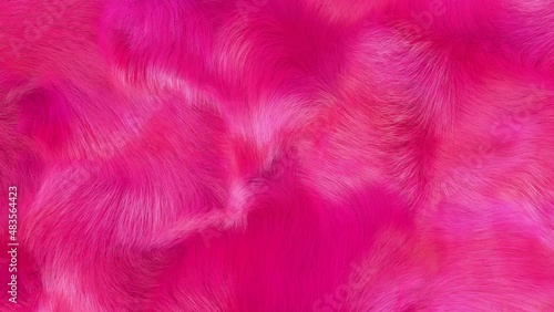  Hot pink fluffy plush fur texture 3d animation.