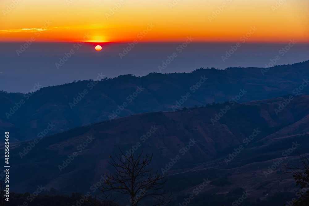 beautiful landscape with mountain on sunrise