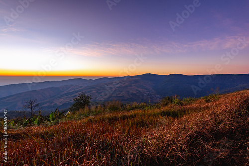 beautiful landscape with mountain on sunrise