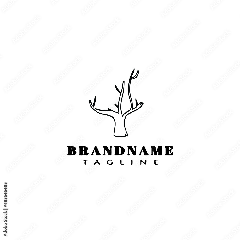 tree without leaves logo cartoon icon design template black cute vector illustration