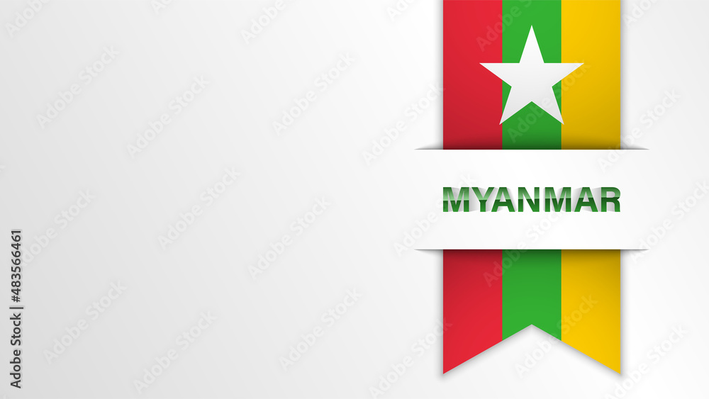 Fototapeta premium EPS10 Vector Patriotic background with Myanmar flag colors.