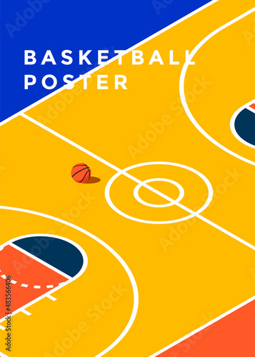 Basketball tournament minimal sports poster design. Vector illustration.