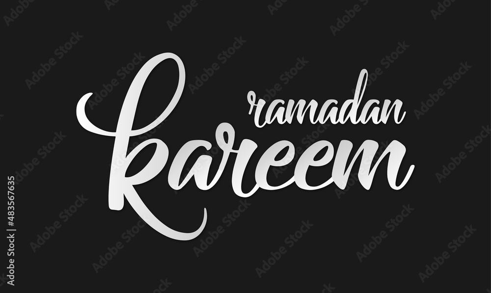 Ramadan Kareem greeting beautiful lettering with beautiful balck background,An Islamic greeting text in English for holy month 