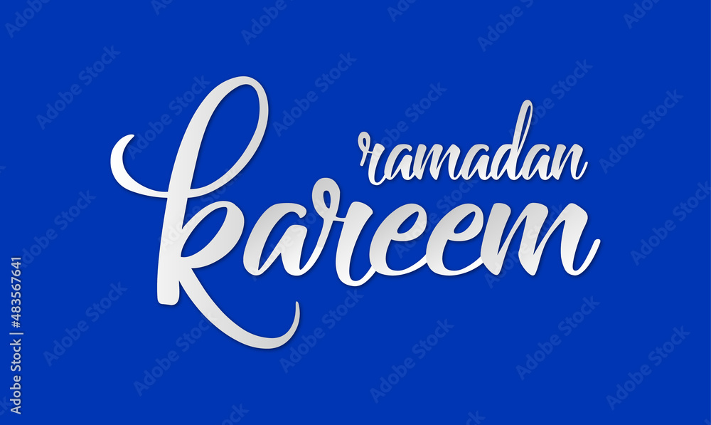 Ramadan Kareem greeting beautiful lettering with beautiful bleu background,An Islamic greeting text in English for holy month Ramadan Kareem greeting beautiful lettering with beautiful bleu background,An Islamic greeting text in English for holy month