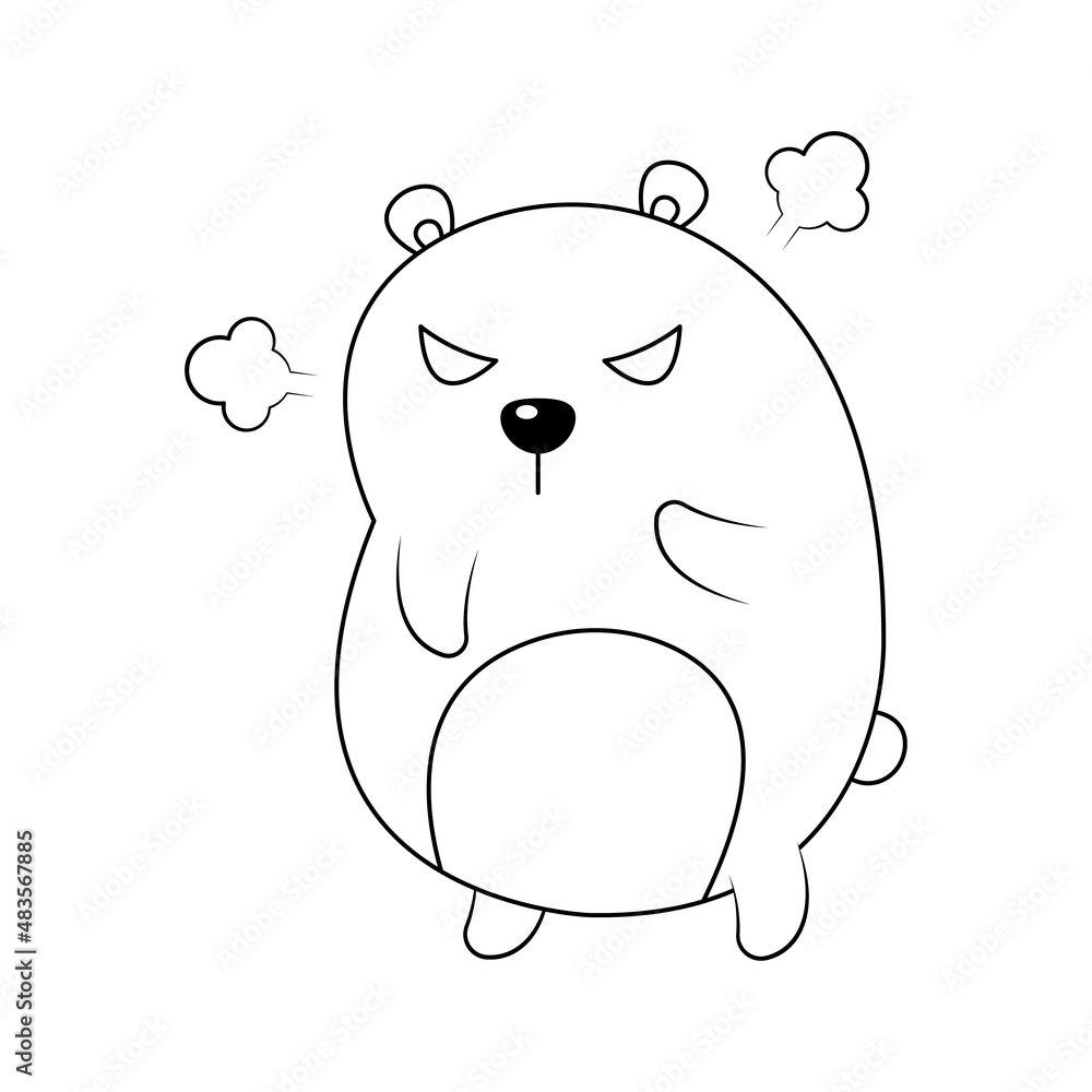 Cute And Funny Fat Bear Vector Illustration Cartoon Isolated On White 