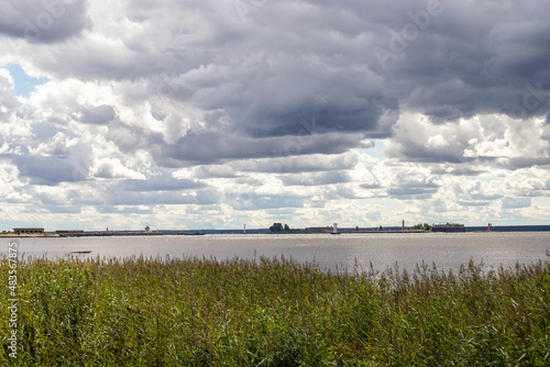 Russia  St. Petersburg  Kronshtadt  Park Island of Forts  harbor view  summer 2021