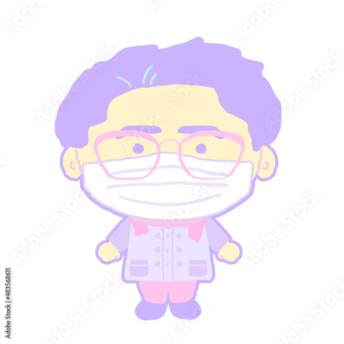 若い　男性　コート　マスク