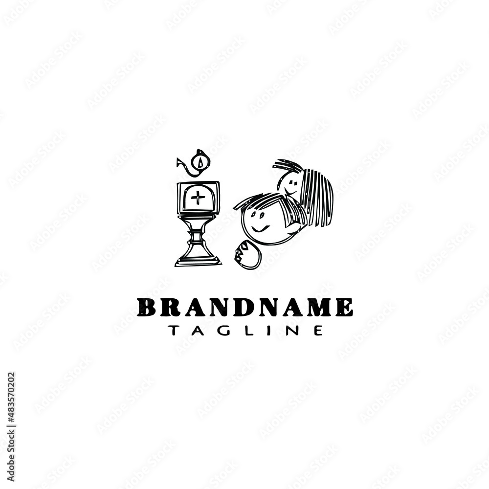 baptism logo cartoon template black icon vector illustration