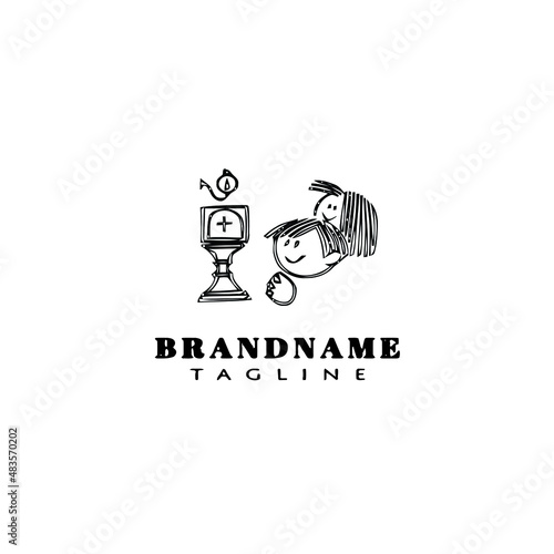 Obraz na płótnie baptism logo cartoon template black icon vector illustration w salonie
