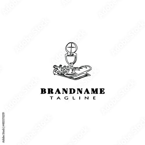 baptism logo cartoon template black icon vector illustration