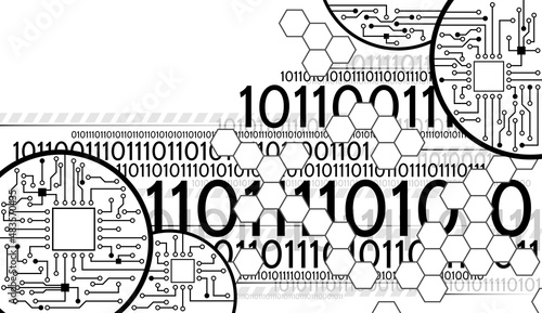 Électronique et Code Binaire Noir Gris