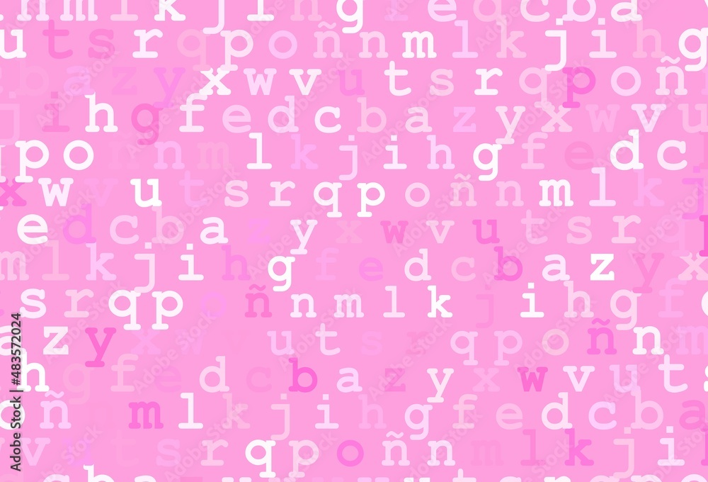 Light pink vector layout with latin alphabet. Light pink vector layout with latin alphabet.