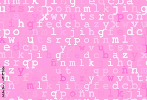 Light pink vector layout with latin alphabet.